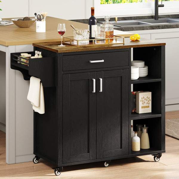 Lark Manor Araf Wood Kitchen Cart Reviews Wayfair Canada   Araf Wood Kitchen Cart 